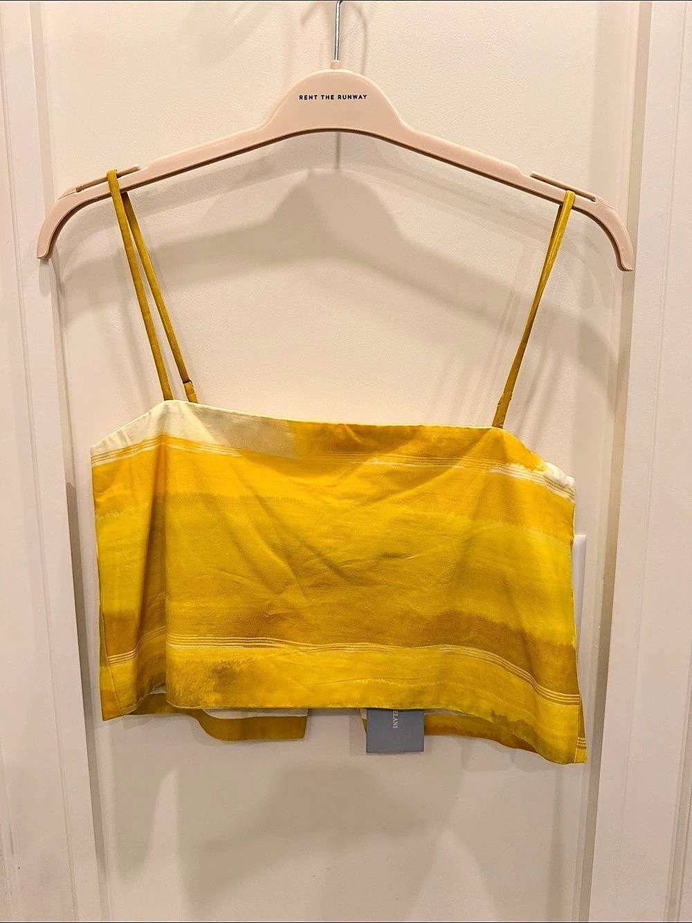 M.G. Style DPT 0161 MIC 176 Striped Crop Top in Yellow & White Size 8 NWT